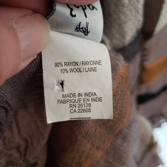 Echo Oversized Wrap Blanket Scarf Lightweight Rayon Wool Neutral Browns Fringe - Picture 4 of 12